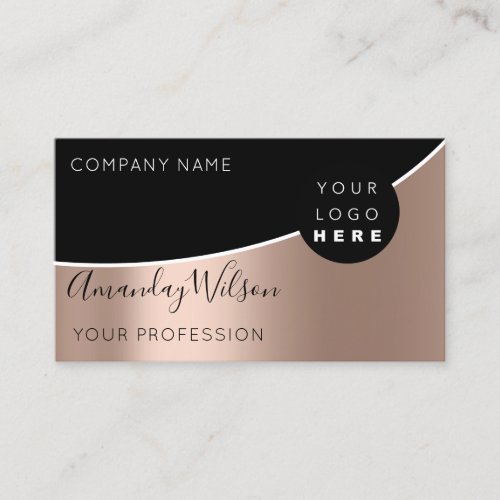Professional Black White Unique  Logo Business Card
