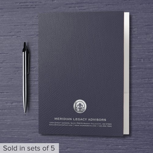 Professional Blue and Silver Seal Logo Pocket Folder