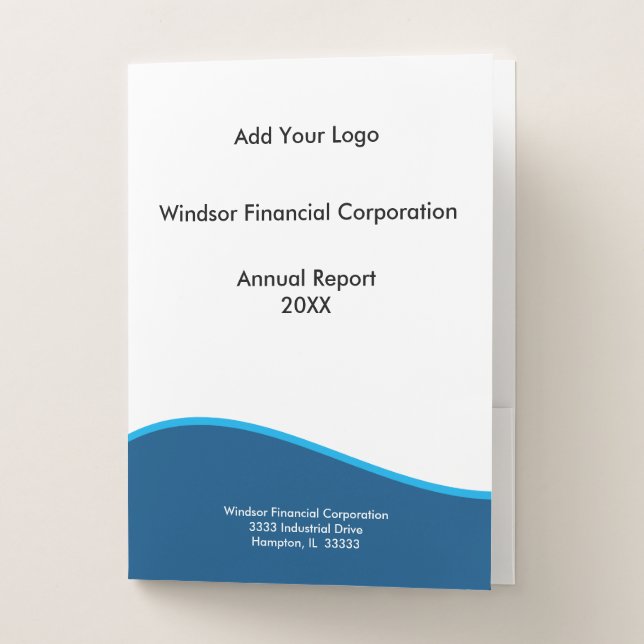Professional Blue and White Add Your Logo Pocket Folder (Front)