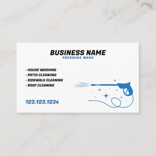 Professional Blue and White Pressure Washer Gun Business Card