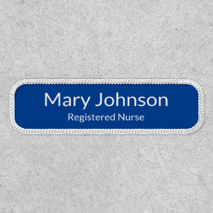 Professional Blue and White Registered Nurse Name Patch