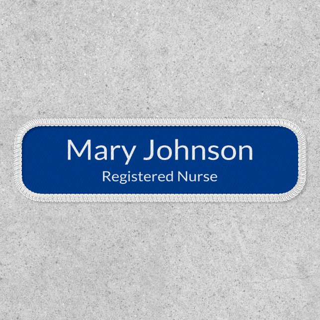 Professional Blue and White Registered Nurse Name Patch (Front)