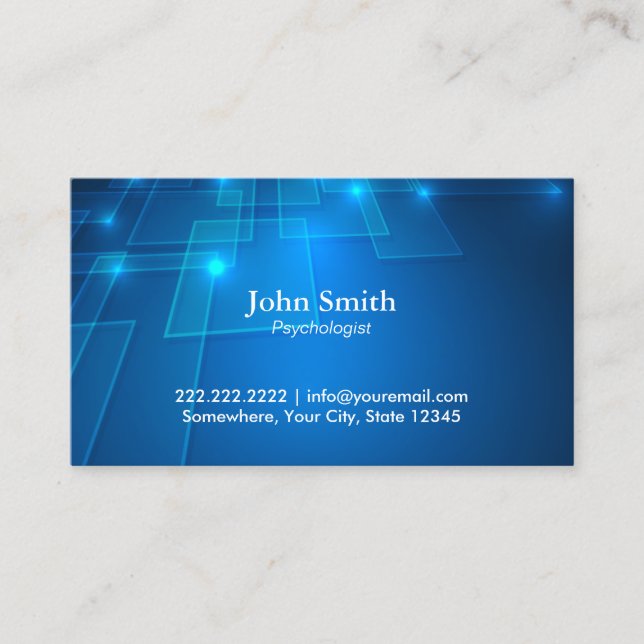Professional Blue Background Psychologist Business Card (Front)