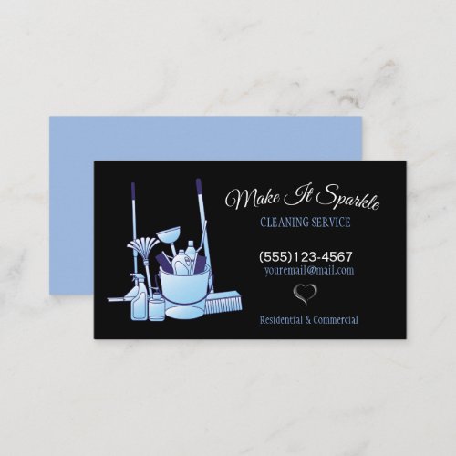 Professional Blue  Black Cleaning Supplies  Business Card