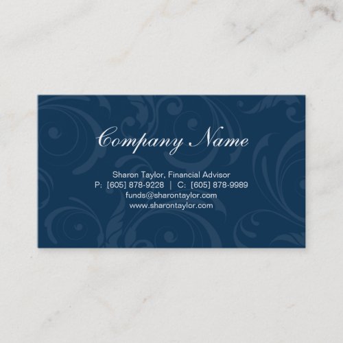 Professional Blue Business Card Swirls
