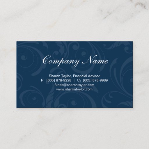 Customizable Professional Blue Business Card Swirls