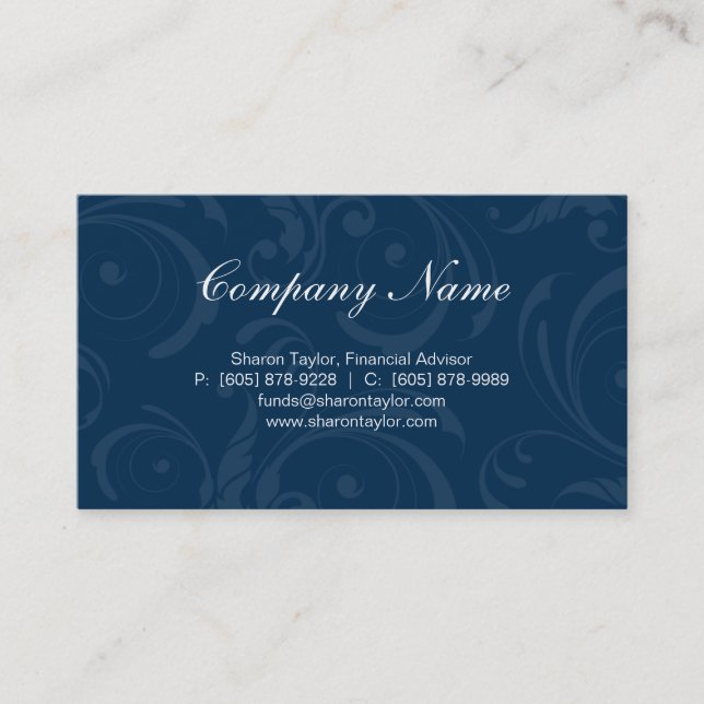 Professional Blue Business Card Swirls (Front)