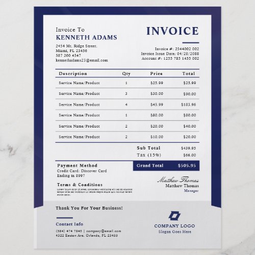 Professional Blue Business Invoice Sales Form Flyer