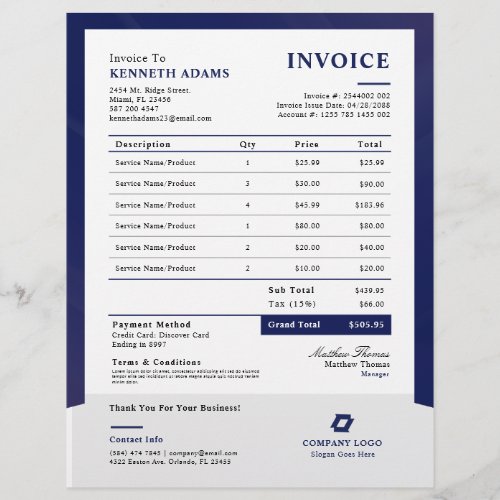 Professional Blue Business Invoice Sales Form Flyer