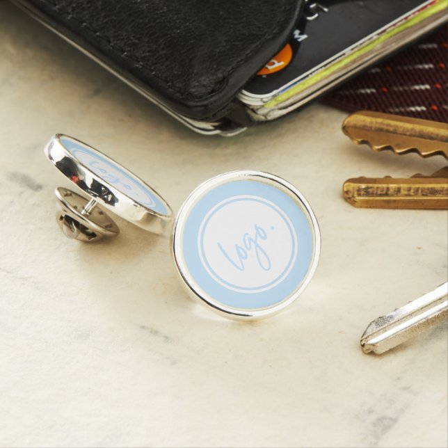 PROFESSIONAL BLUE COLOR OWN LOGO BUSINESS COMPANY LAPEL PIN (In Situ)