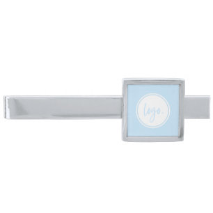 PROFESSIONAL BLUE COLOR OWN LOGO BUSINESS COMPANY SILVER FINISH TIE BAR
