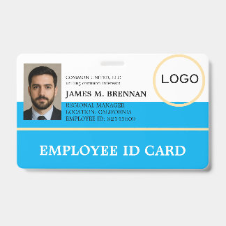 Professional Blue Company Logo Employee Photo ID Badge