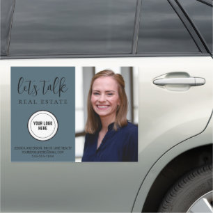 Professional Blue Contact Info Photo Realty Car Magnet