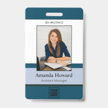 Professional Blue Custom Employee Photo ID Company