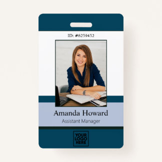 Professional Blue Custom Employee Photo ID Company Badge