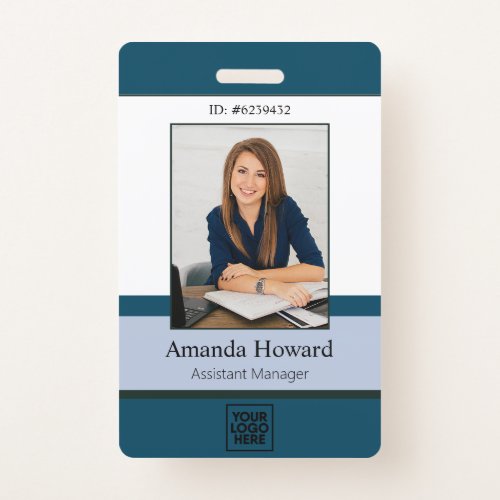 Professional Blue Custom Employee Photo ID Company Badge