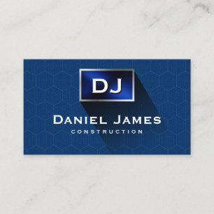 Professional Blue Geometric Construction Business  Card