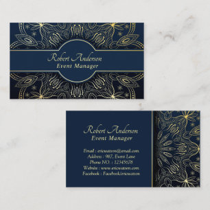 Professional Blue Gold Event Manager Business Card