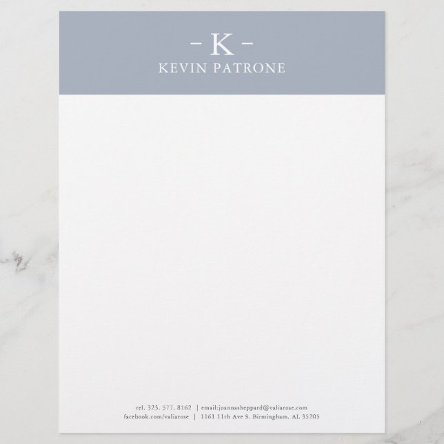Professional, Blue Gray  Gray Text Minimalistic Letterhead (Front)