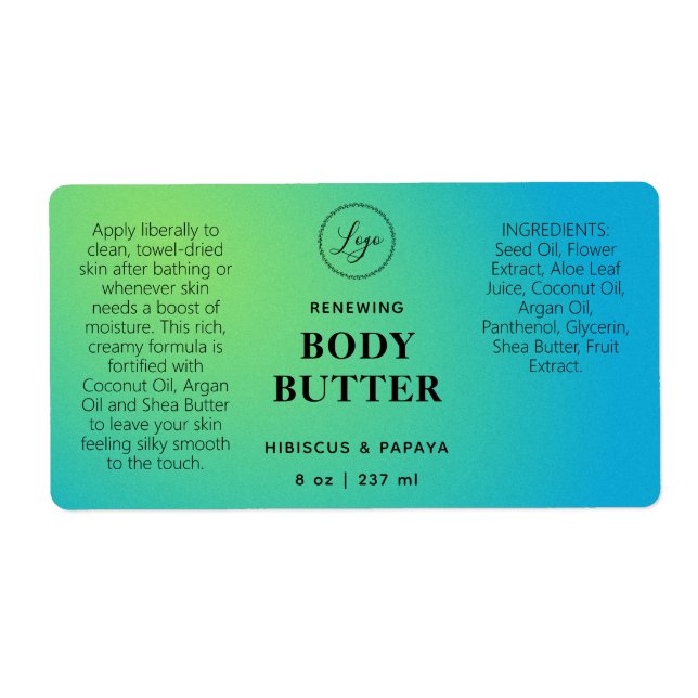 Professional Blue Green Body Butter Labels (Front)