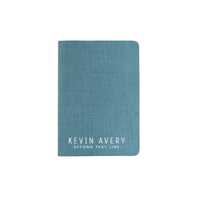 Professional Blue Linen Texture Passport Holder (Front)
