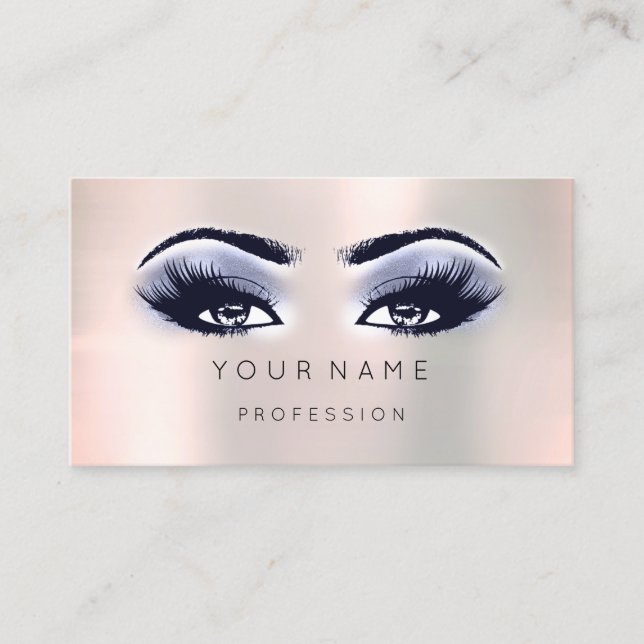 Professional Blue Makeup Minimal Silk Eyelash Business Card (Front)