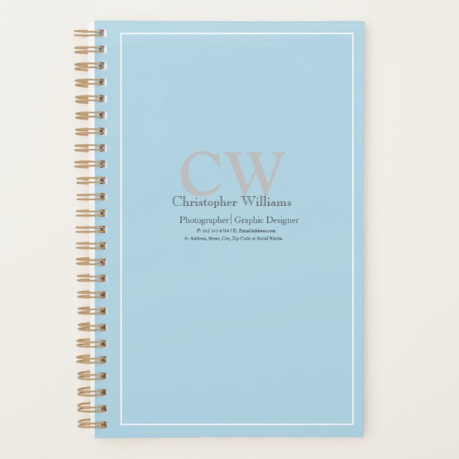Professional Blue Minimalist Planner (Front)