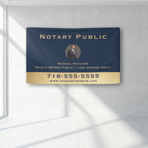 Professional Blue Notary Round Photo Marketing Banner