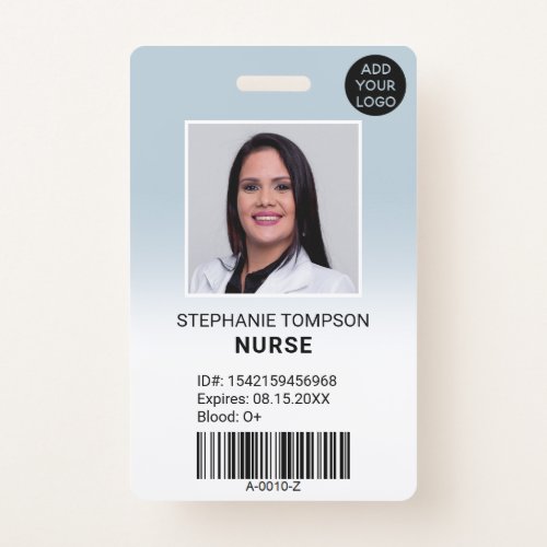 Professional blue ombre nurse photo logo code badge