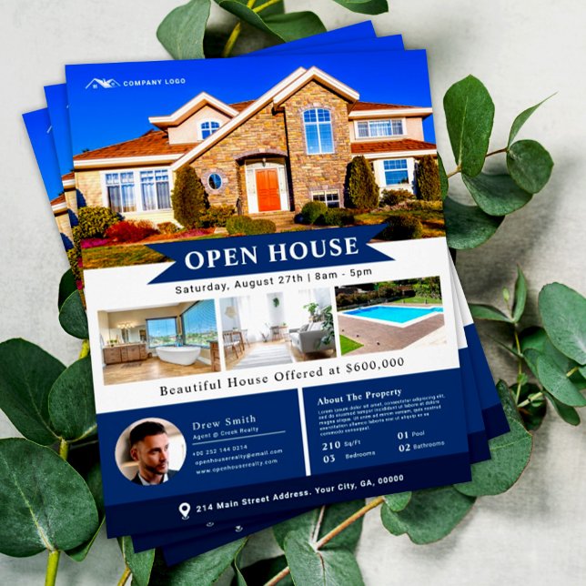 Professional Blue Open House Real Estate Flyer (Creator Uploaded)