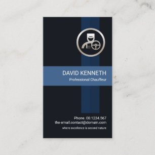 Professional Blue Stripes Silver Chauffeur Business Card