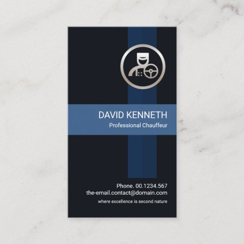 Professional Blue Stripes Silver Chauffeur Business Card