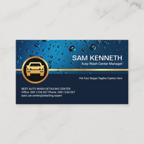 Professional Blue Water Drop Gold Car Business Card