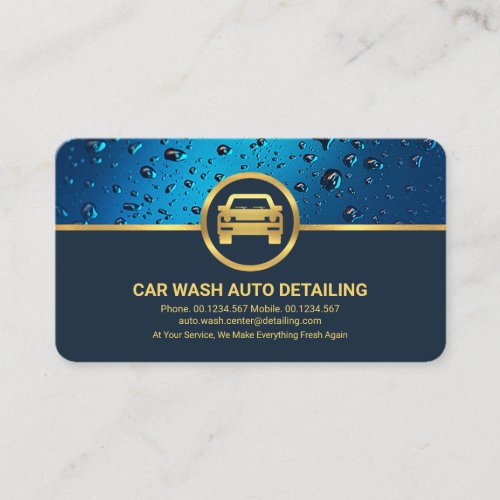 Professional Blue Water Drops Gold Auto Car Business Card
