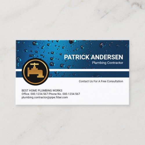 Professional Blue Water Drops Plumbing Business Card