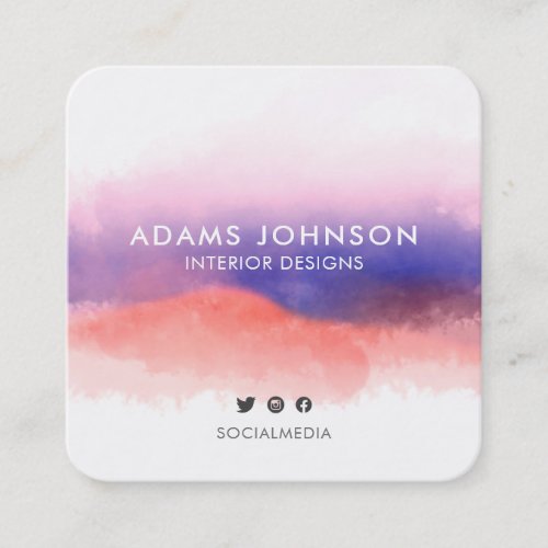 Professional Blue Watercolor Abstract Social Media Square Business Card