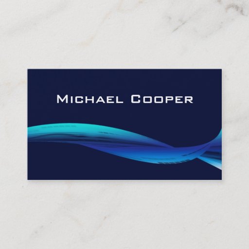 Customizable Professional Blue Wave Business Card Navy