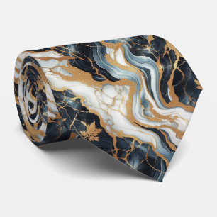Professional Blue, White and Gold Marble Neck Tie