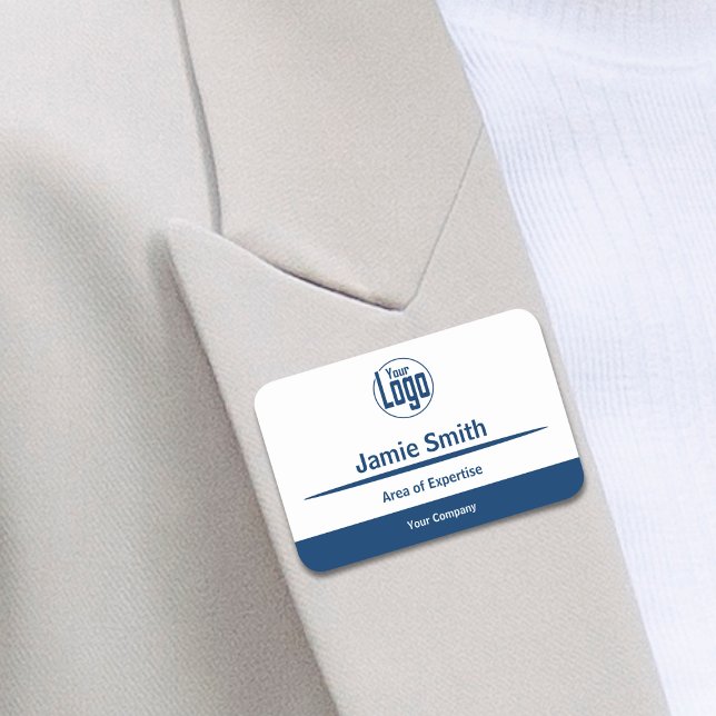 Professional Blue & White Company Logo Expertise Name Tag (Professional Blue & White Company Logo Expertise Name Tag)