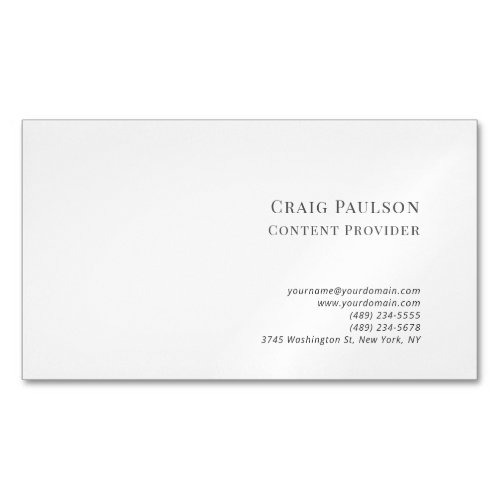 Professional Blue White Minimalist Modern Business Card Magnet