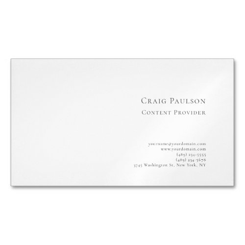 Professional Blue White Minimalist Modern Business Card Magnet