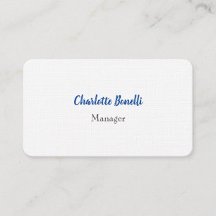 Professional Blue White Minimalist Premium Linen Business Card