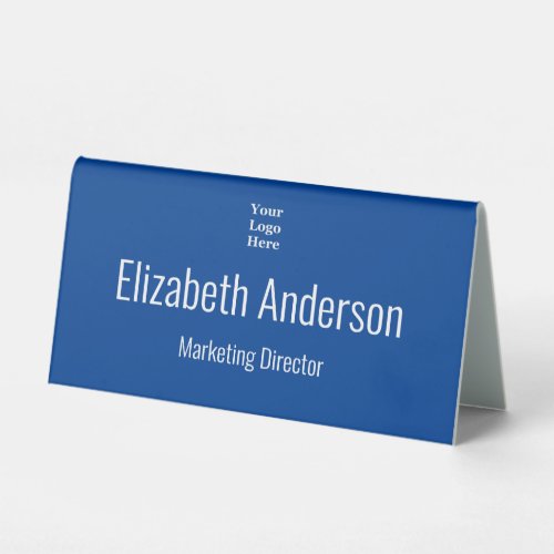 Professional Blue White Name Title Your Logo Here Table Tent Sign