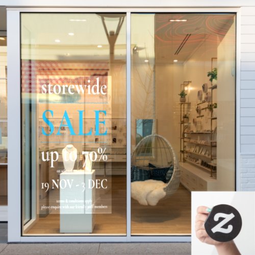 Professional Blue White Sale Window Display Sign