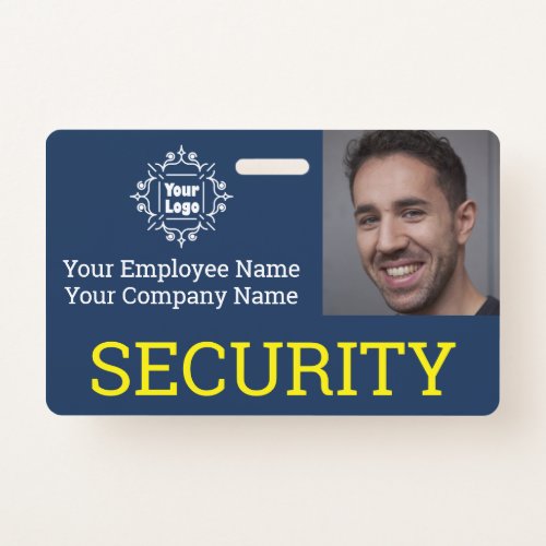 Professional Blue  Yellow Security Guard Photo ID Badge