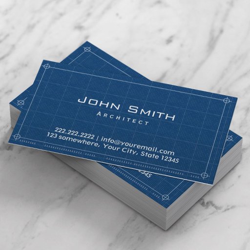 Customizable Professional Blueprint Architect Business Card