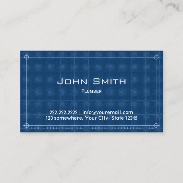 Professional Blueprint Plumber Business Card (Front)