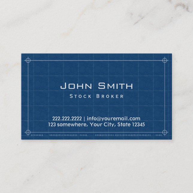 Professional Blueprint Stock Broker Business Card (Front)