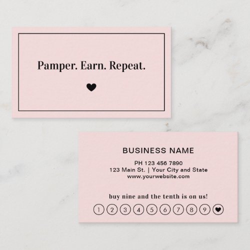 Professional Blush Pink Beauty Salon Loyalty Card