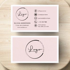 Professional Blush Pink Business Logo Social Media Card